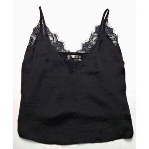 Urban Outfitters Womens Cami Top Size Small Black Eyelash Lace Trim